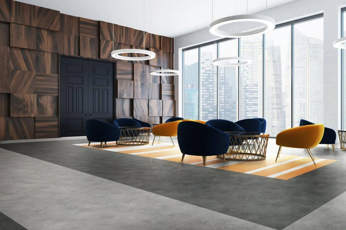 Ambiente corporativo com manta vinílica Tarkett Decode