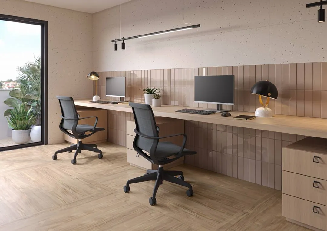 Escritório com piso vinílico Eliane Floor Essenza